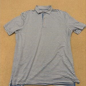 Blue and White Striped Johnnie O Men's Polo Shirt